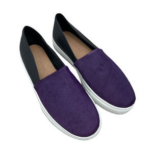 NEW- L'AGENCE *RARE* Calf Hair Leather Slip On Sneakers Black & Purple - Sz 9.5